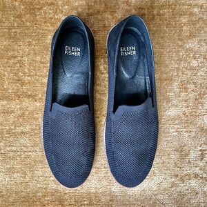 Eileen Fisher, Loafers, Flats, Womens, Sz 8,‎ Black, Knit, Stretch Slip-on